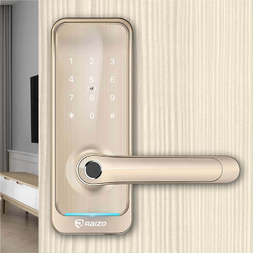 Raizo R190 smart lock is available in gold colour in Singapore.
